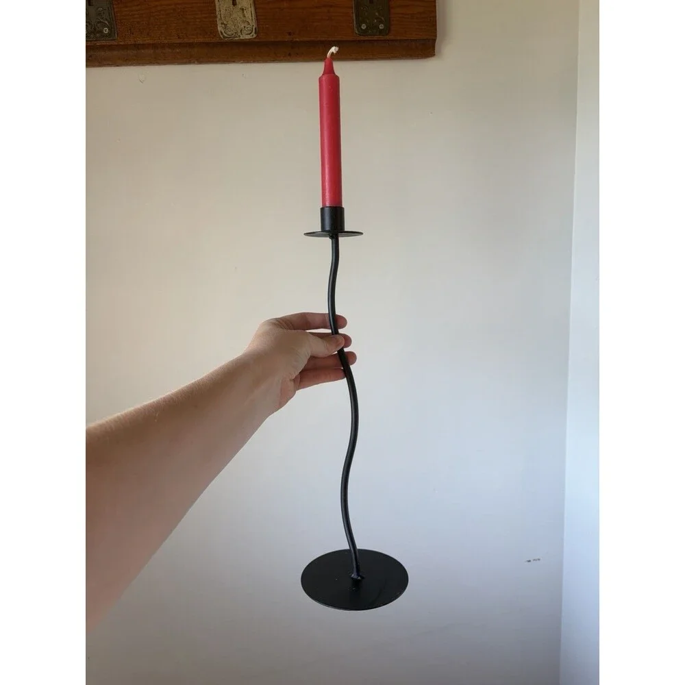 Black Metal Matte Taper Candlestick Holder